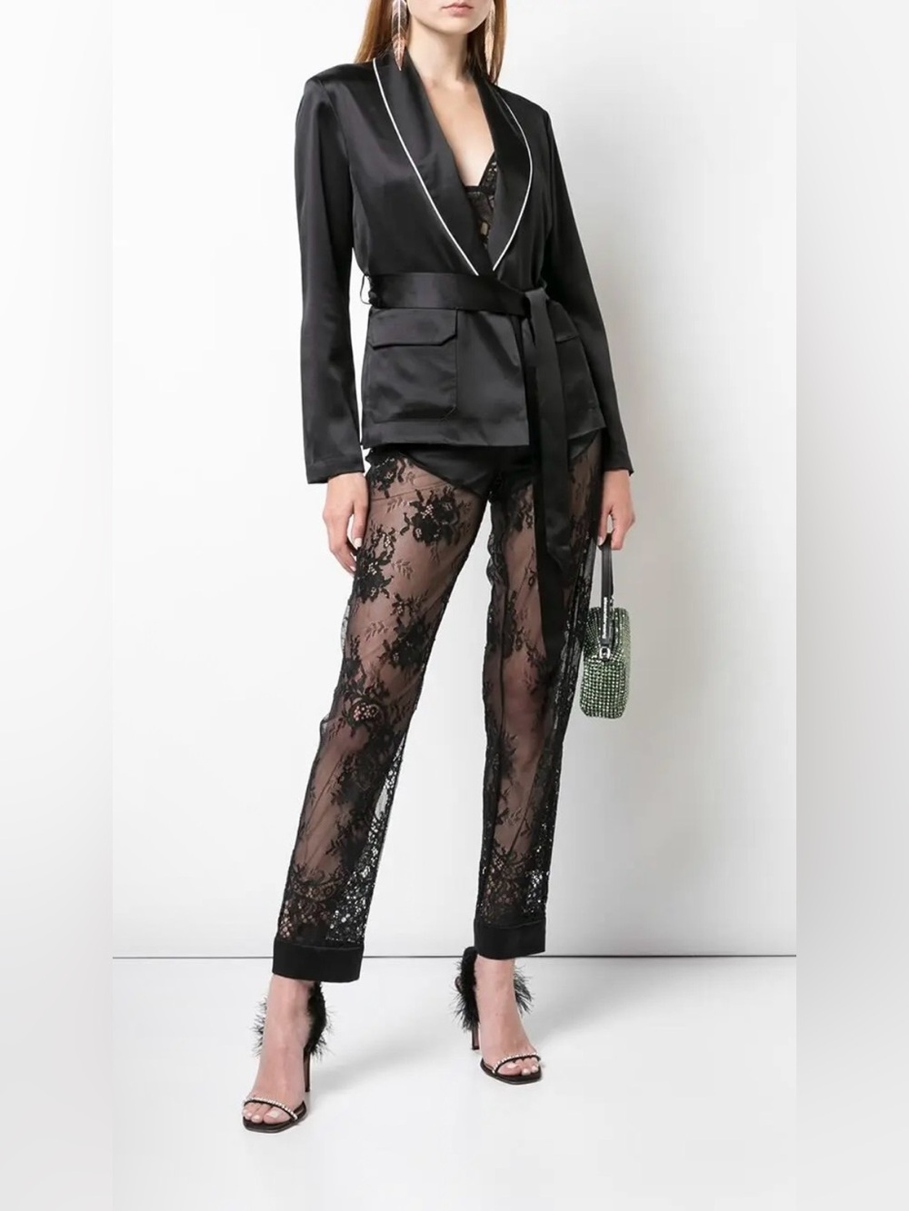 FLEUR DU MAL Cillis lace pajama trousers, size 10